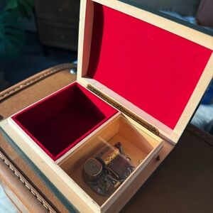 Vintage Reuge Musical Jewelry Box Floral Inlay Wooden Box